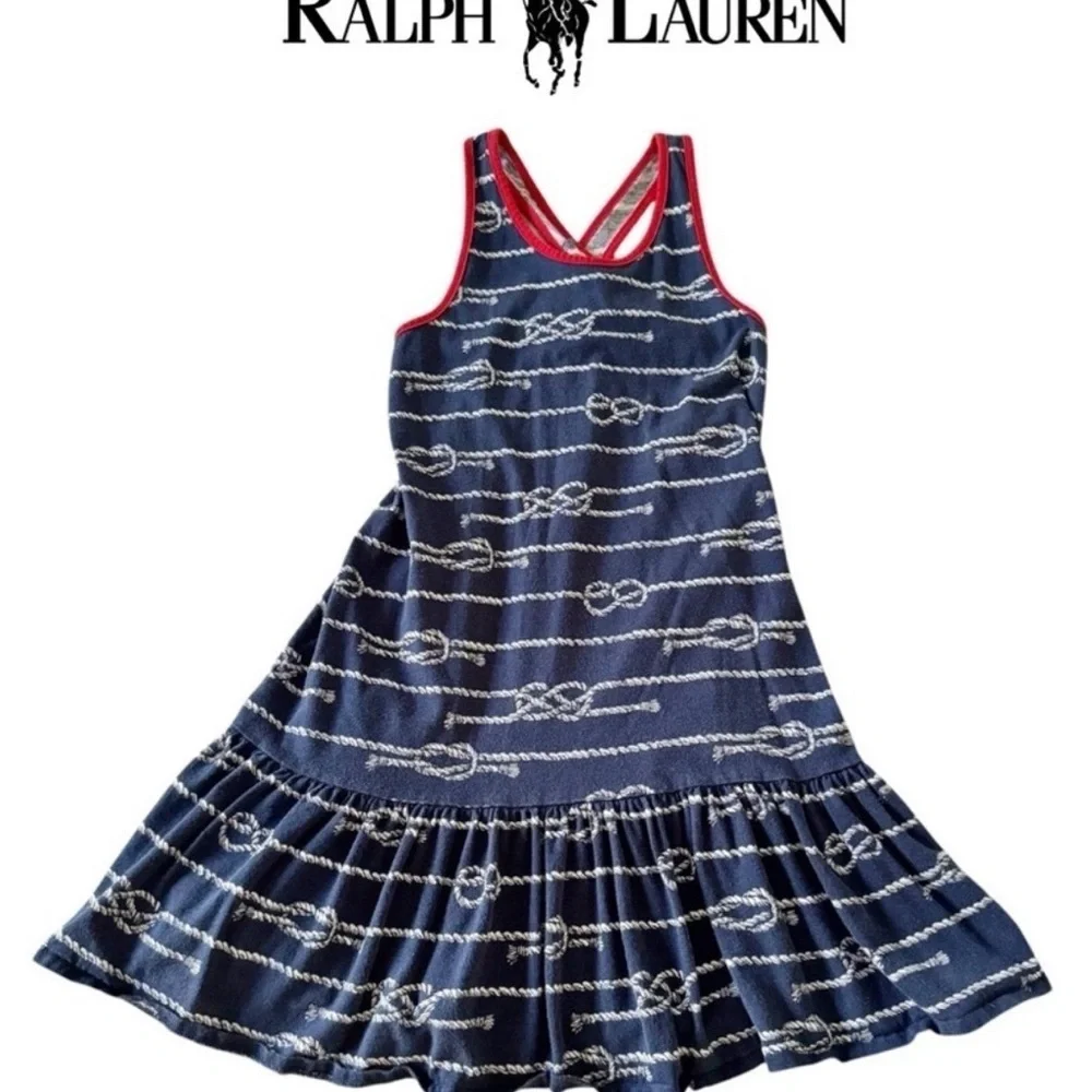 Polo Ralph Lauren big girls sleeveless crisscross nautical blue dress size XL